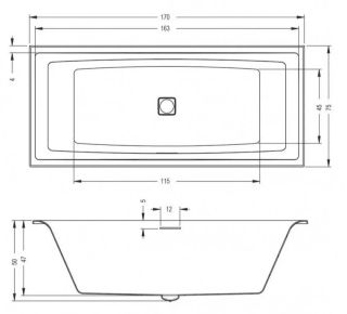 Акриловая ванна Riho Still Square Fall Plug and Play B100060005 R заполнение через перелив 170х75см белый